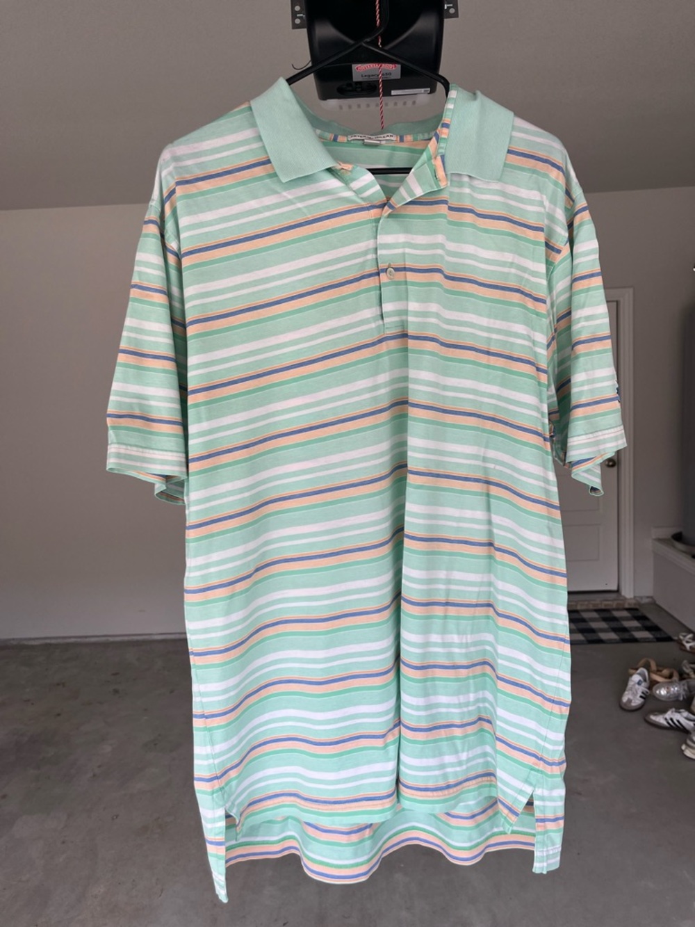 Peter Millar Polo Shirt Striped Green Men’s Size XL